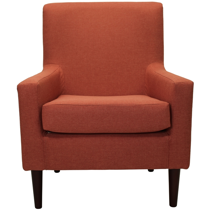 Pemberly Row Traditional Fabric Arm Chair in Mango Orange Finish