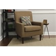 Pemberly Row Traditional Fabric Arm Chair in Pecan Brown Finish
