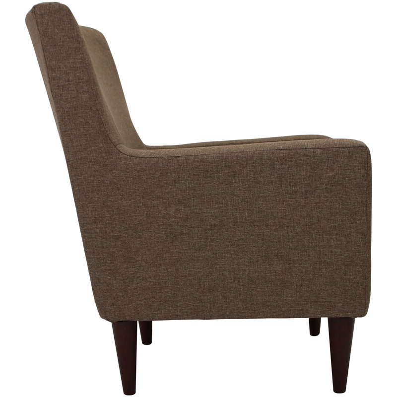 Pemberly Row Traditional Fabric Arm Chair in Pecan Brown Finish