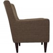 Pemberly Row Traditional Fabric Arm Chair in Pecan Brown Finish