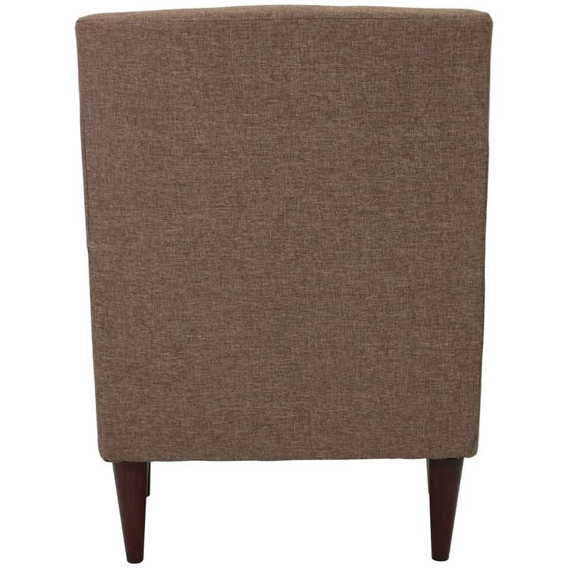 Pemberly Row Traditional Fabric Arm Chair in Pecan Brown Finish