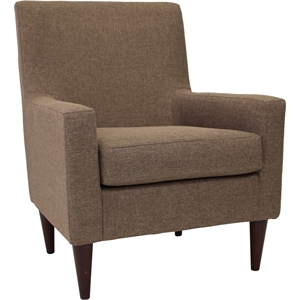 Pemberly Row Traditional Fabric Arm Chair in Pecan Brown Finish