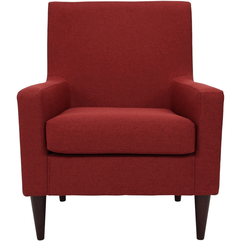 Pemberly Row Traditional Fabric Arm Chair in Picante Red Finish