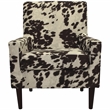 Pemberly Row Traditional Fabric Arm Chair in Cowhide Brown Finish