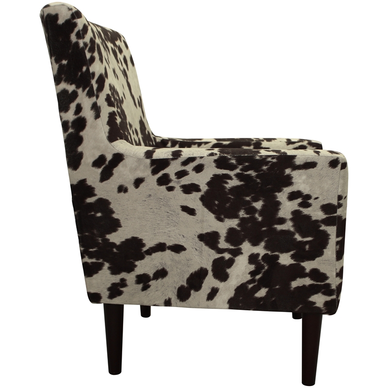 Pemberly Row Traditional Fabric Arm Chair in Cowhide Brown Finish