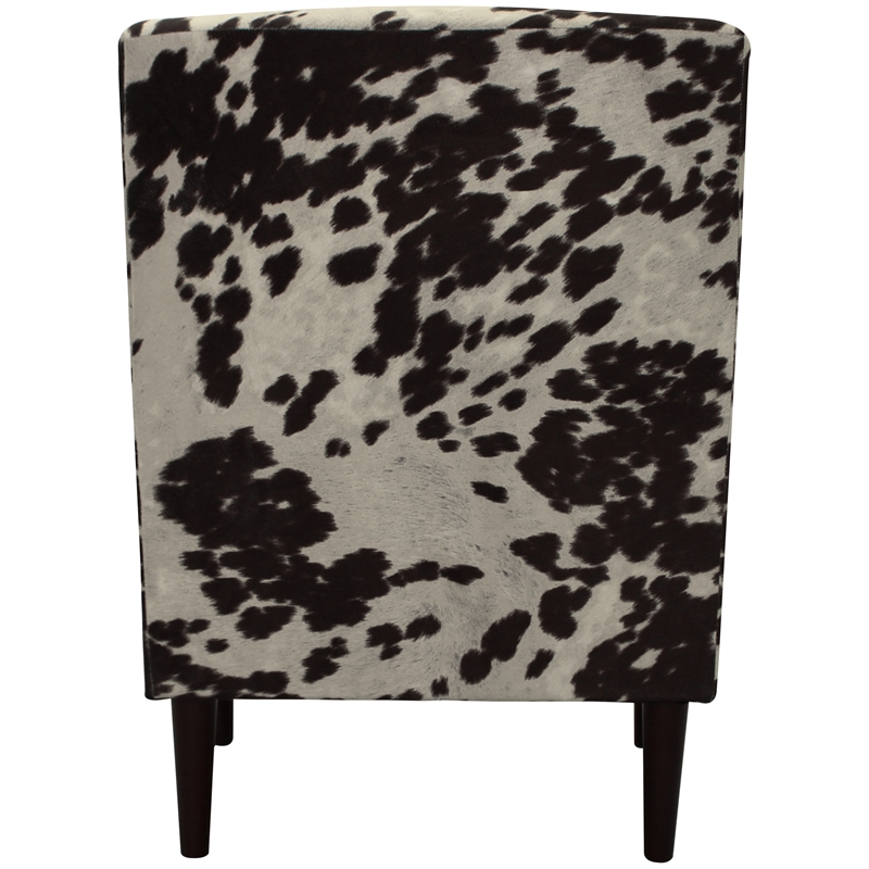 Pemberly Row Traditional Fabric Arm Chair in Cowhide Brown Finish