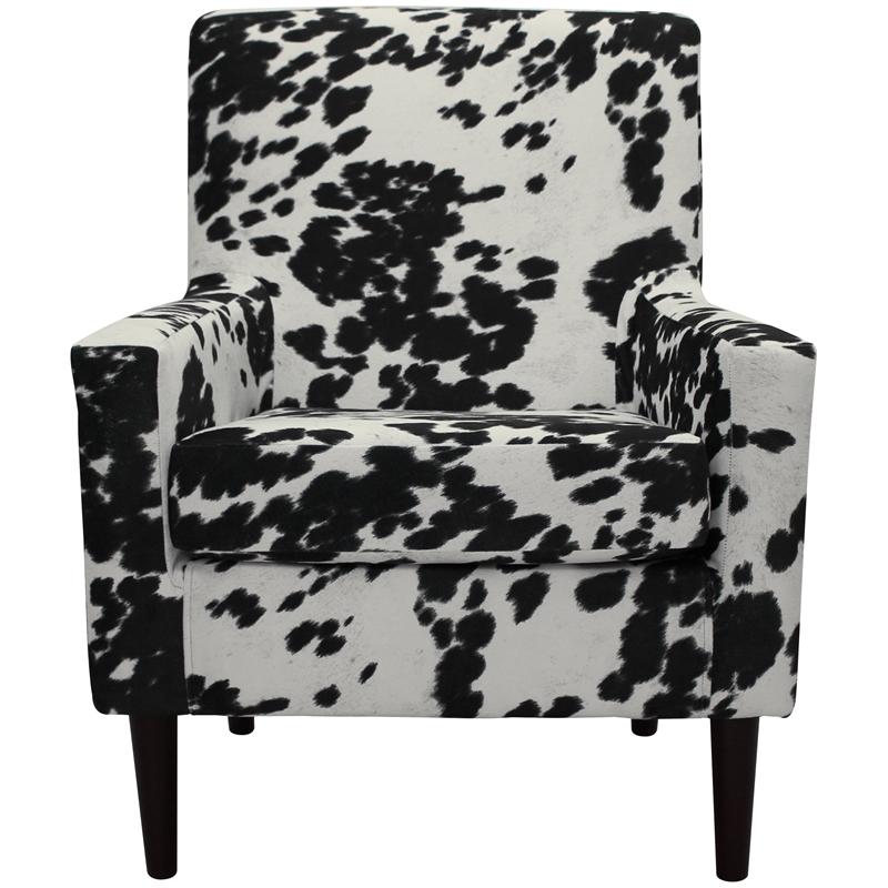 Pemberly Row Traditional Fabric Arm Chair in Cowhide Black Finish