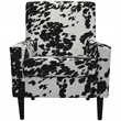 Pemberly Row Traditional Fabric Arm Chair in Cowhide Black Finish