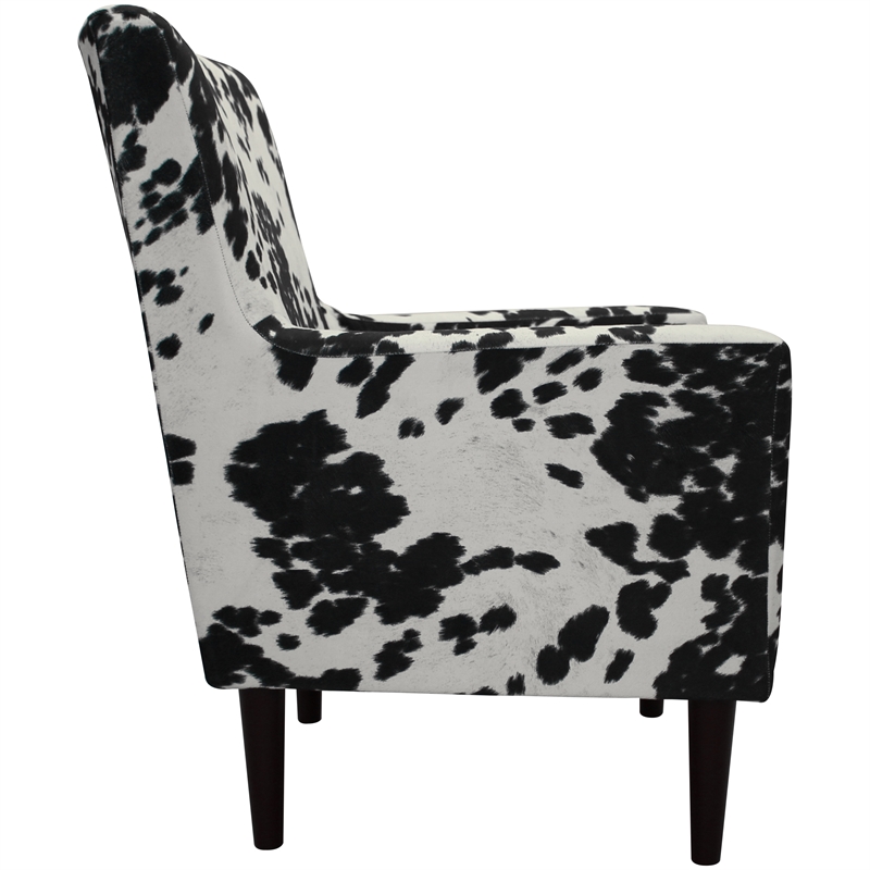 Pemberly Row Traditional Fabric Arm Chair in Cowhide Black Finish