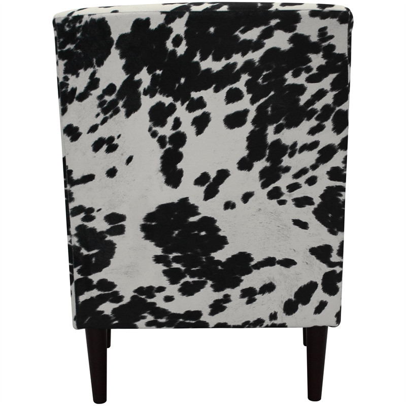 Pemberly Row Traditional Fabric Arm Chair in Cowhide Black Finish