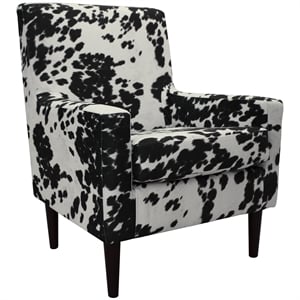 Pemberly Row Traditional Fabric Arm Chair in Cowhide Black Finish