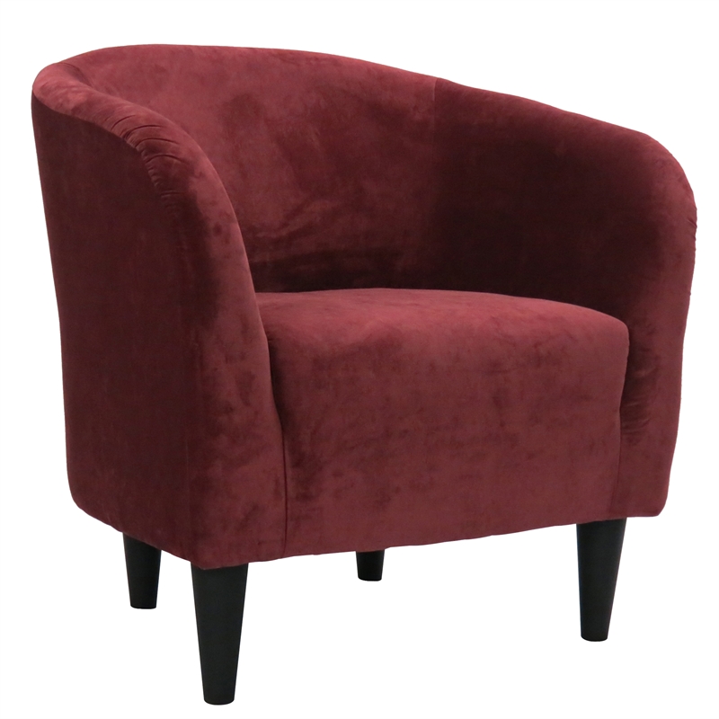 Pemberly Row Traditional Polyester Fabric & EPS Curved Tub Chair in Red