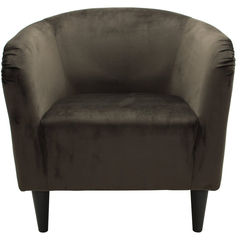Pemberly Row Traditional Polyester Fabric & EPS Curved Tub Chair in Brown