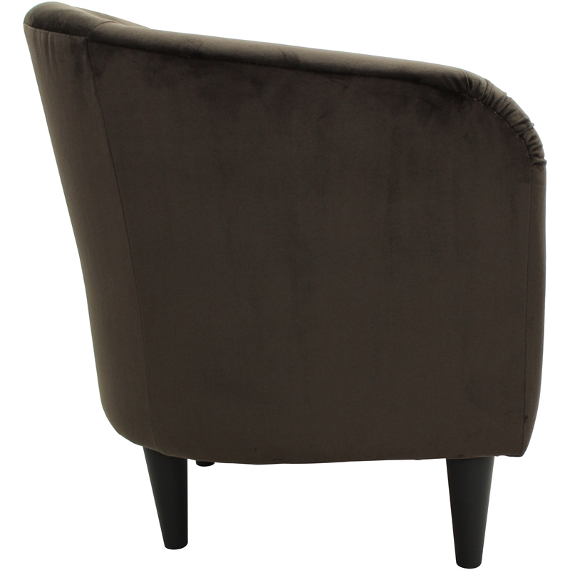 Pemberly Row Traditional Polyester Fabric & EPS Curved Tub Chair in Brown