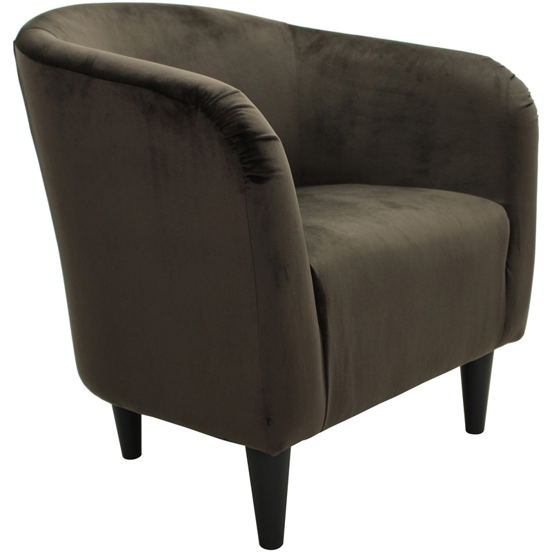 Pemberly Row Traditional Polyester Fabric & EPS Curved Tub Chair in Brown