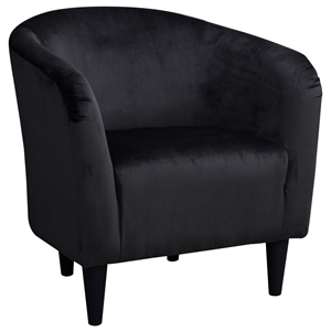 Pemberly Row Traditional Polyester Fabric & EPS Curved Tub Chair in Black