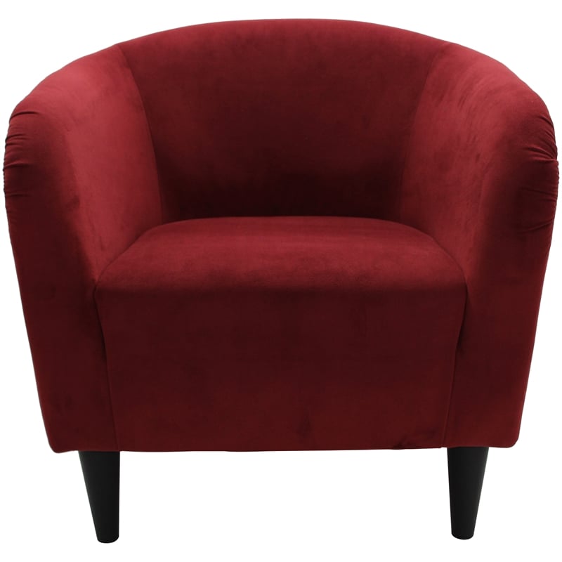 Pemberly Row Traditional Polyester & EPS Curved Tub Chair in Burgundy Red