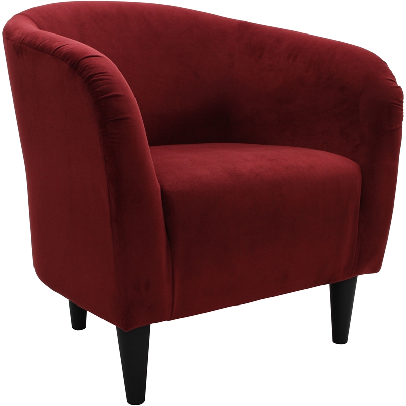 Pemberly Row Traditional Polyester & EPS Curved Tub Chair in Burgundy Red