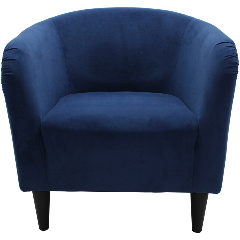 Pemberly Row Traditional Polyester & EPS Curved Tub Chair in Navy Blue