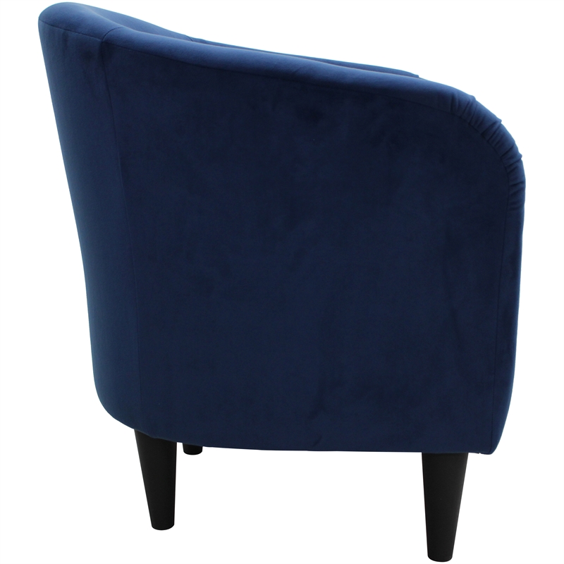 Pemberly Row Traditional Polyester & EPS Curved Tub Chair in Navy Blue