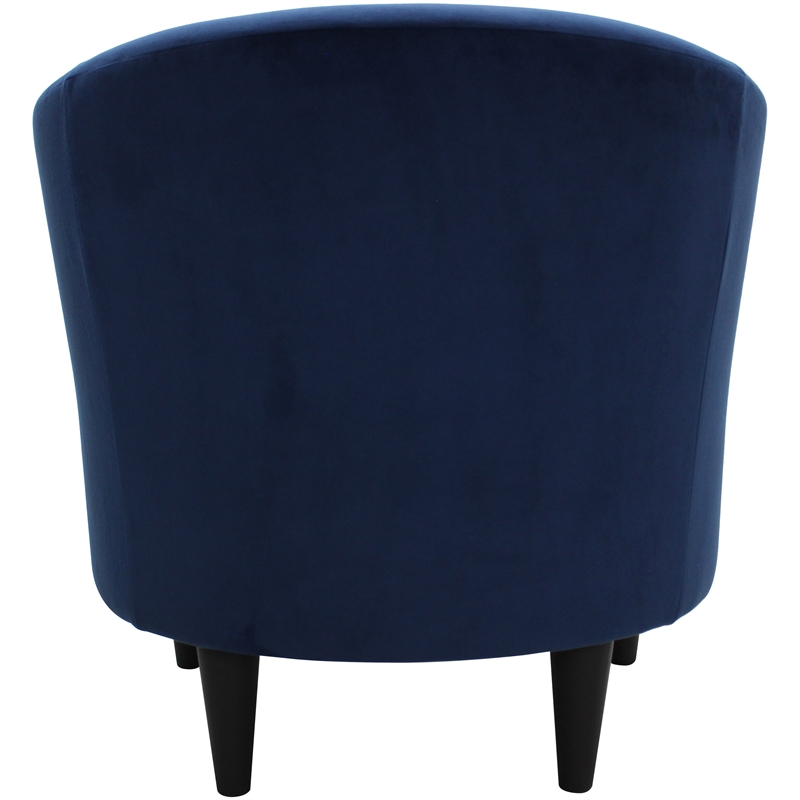 Pemberly Row Traditional Polyester & EPS Curved Tub Chair in Navy Blue