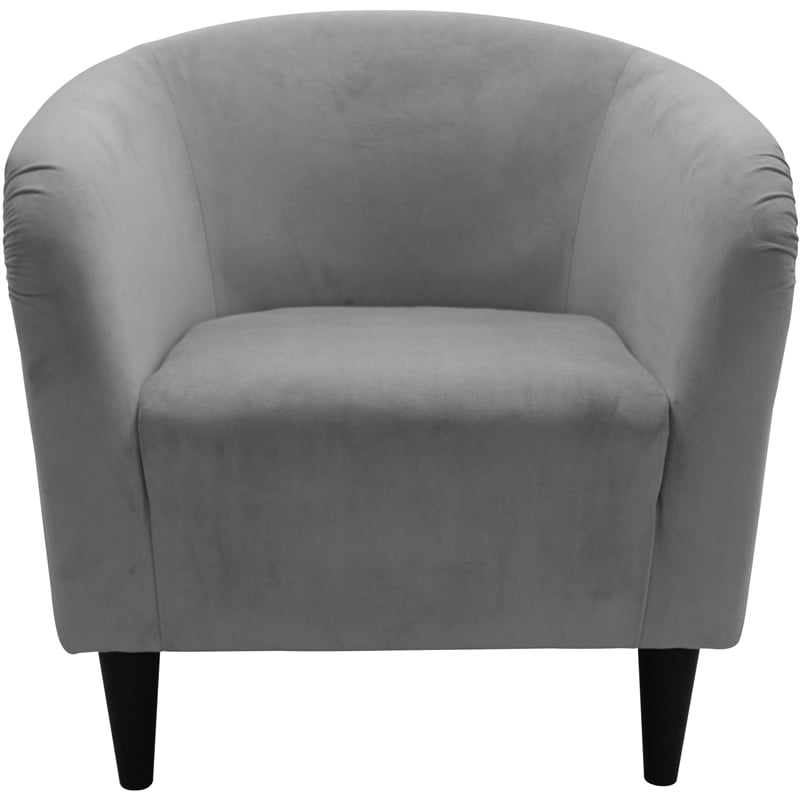 Pemberly Row Traditional Polyester Fabric & EPS Curved Tub Chair in Gray