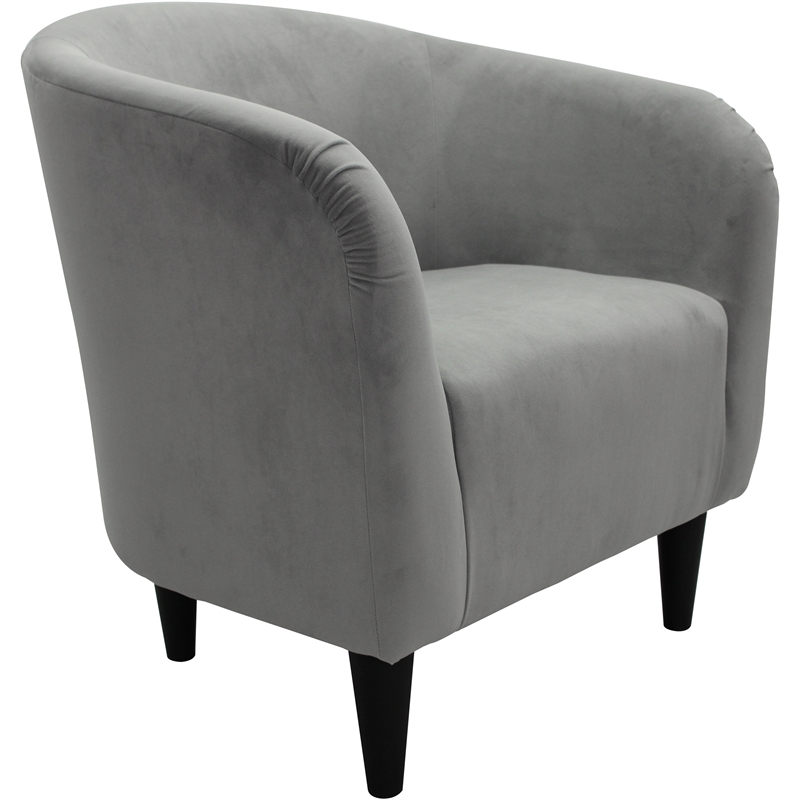 Pemberly Row Traditional Polyester Fabric & EPS Curved Tub Chair in Gray
