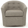 Pemberly Row Traditional Fabric Tufted Swivel Chair in Gray Finish