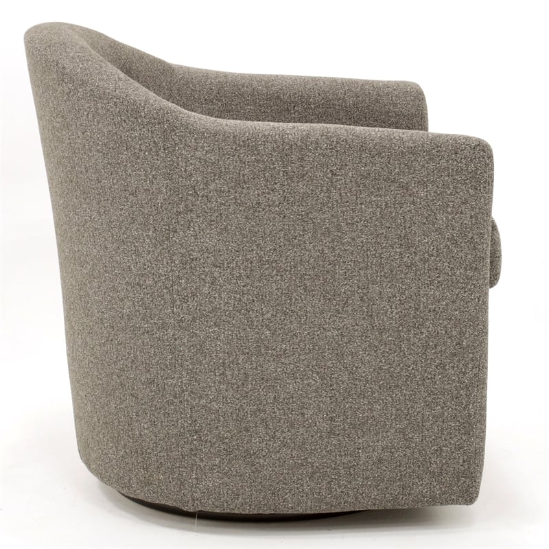 Pemberly Row Traditional Fabric Tufted Swivel Chair in Gray Finish