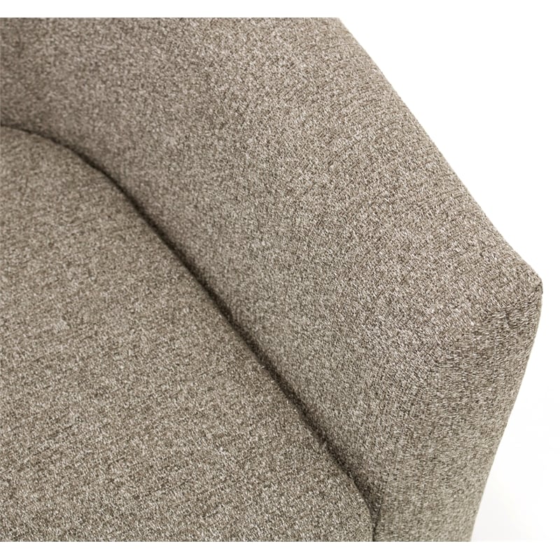 Pemberly Row Traditional Fabric Tufted Swivel Chair in Gray Finish