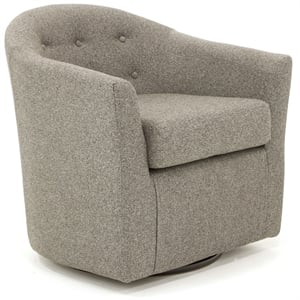 Pemberly Row Traditional Fabric Tufted Swivel Chair in Gray Finish