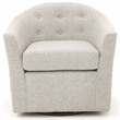 Pemberly Row Traditional Fabric Tufted Swivel Chair in Heather Gray