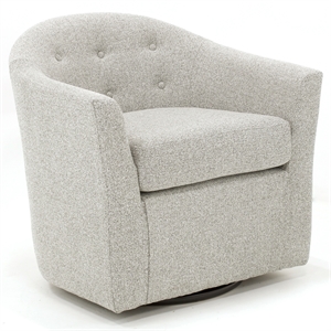 Pemberly Row Traditional Fabric Tufted Swivel Chair in Heather Gray