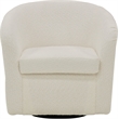 Pemberly Row Traditional Fabric Curved Arm Swivel Tub Chair in White