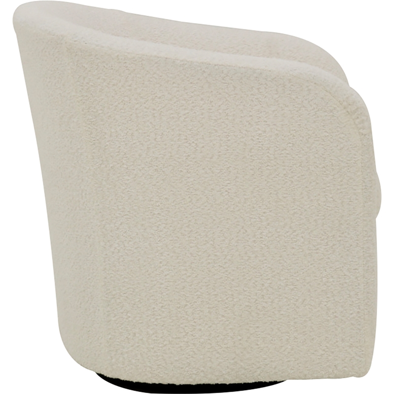 Pemberly Row Traditional Fabric Curved Arm Swivel Tub Chair in White