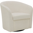 Pemberly Row Traditional Fabric Curved Arm Swivel Tub Chair in White