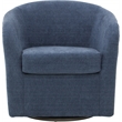 Pemberly Row Traditional Fabric Curved Arm Swivel Tub Chair in Navy Blue