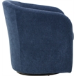 Pemberly Row Traditional Fabric Curved Arm Swivel Tub Chair in Navy Blue