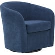 Pemberly Row Traditional Fabric Curved Arm Swivel Tub Chair in Navy Blue