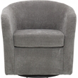 Pemberly Row Traditional Fabric Curved Arm Swivel Tub Chair in Gray