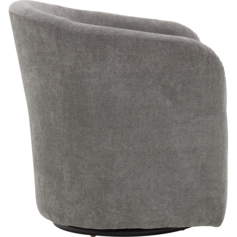 Pemberly Row Traditional Fabric Curved Arm Swivel Tub Chair in Gray