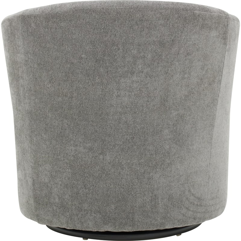Pemberly Row Traditional Fabric Curved Arm Swivel Tub Chair in Gray