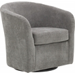 Pemberly Row Traditional Fabric Curved Arm Swivel Tub Chair in Gray