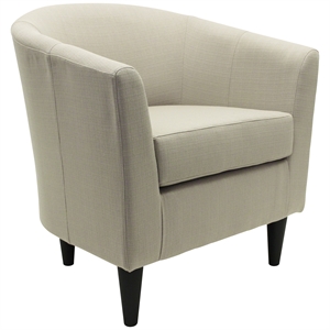 Pemberly Row 17.5&quot Traditional Fabric Club Chair in Beige Finish