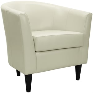 Pemberly Row 17.5&quot Traditional Polyester Fabric Club Chair in Ivory