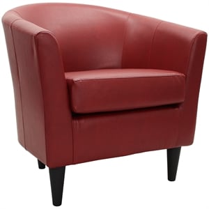 Pemberly Row 17.5&quot Traditional Faux Leather Club Chair in Red
