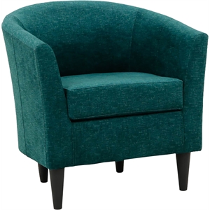 Pemberly Row 17.5&quot Traditional Polyester Fabric Club Chair in Teal