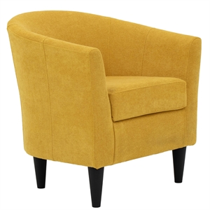 Pemberly Row 17.5&quot Traditional Polyester Fabric Club Chair in Yellow