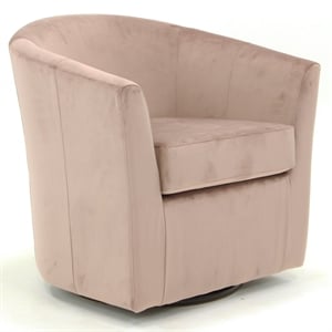 Pemberly Row 19&quotH Traditional Fabric Swivel Club Chair in Pink