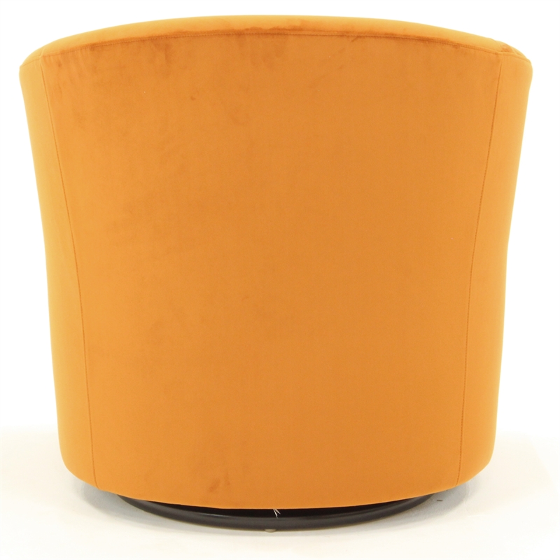 Pemberly Row Traditional Fabric Swivel Club Chair in Orange Finish